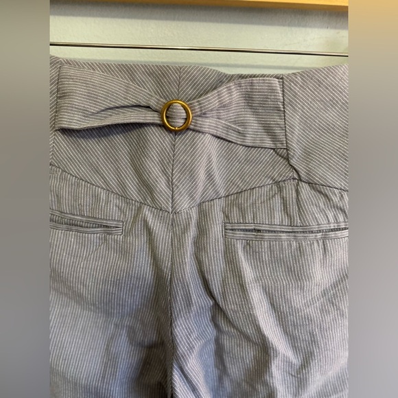 Elevenses Anthropologie Cropped Wide Leg Striped High Waist Pants Blue Size 2 - Picture 4 of 11